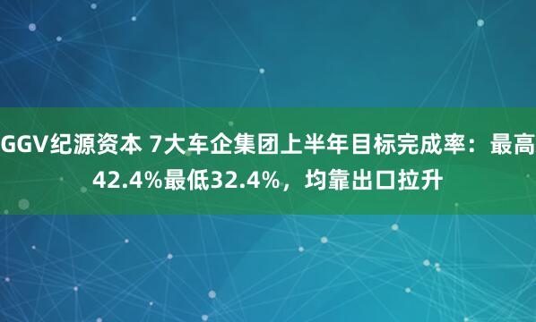 GGV纪源资本 7大车企集团上半年目标完成率:最高42.4%最低32.4%,均靠出口拉升